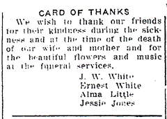 miranda white card of thanks lindsay gazette 20 May 1932